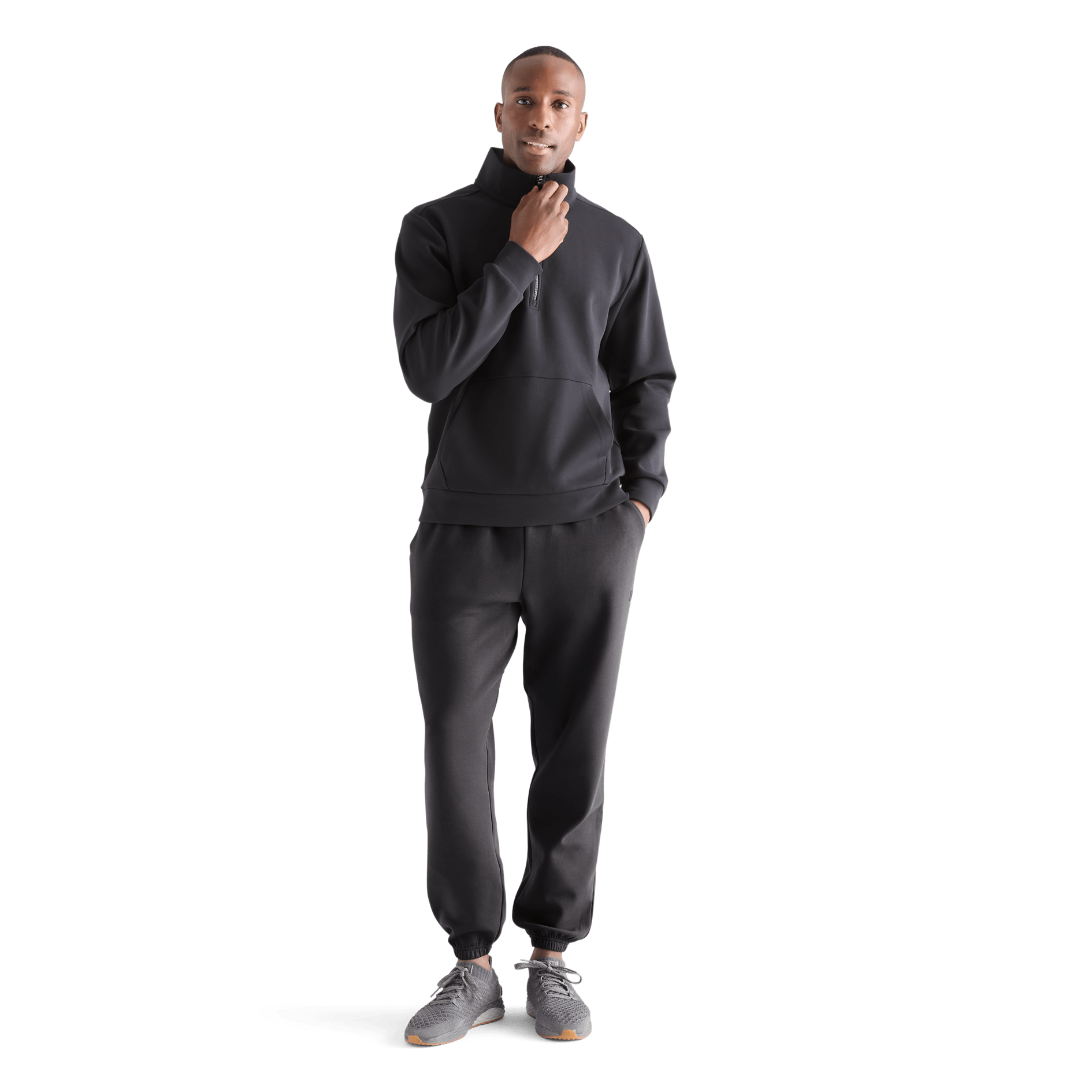 Men's Black Allday Elements 1/4 Zip Front Full Body Angle