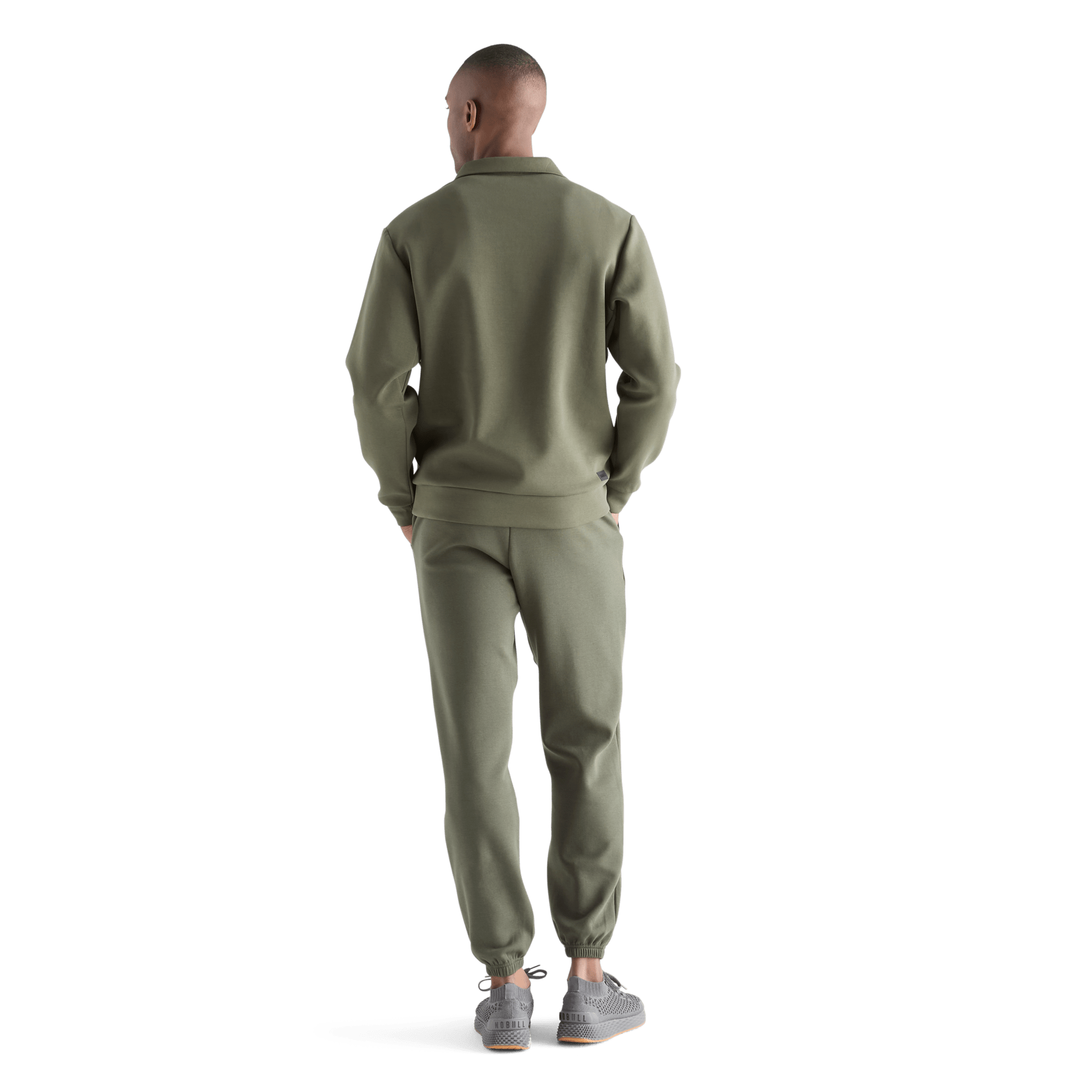 Men's Dark Army Allday Elements 1/4 Zip Back Full Body Angle