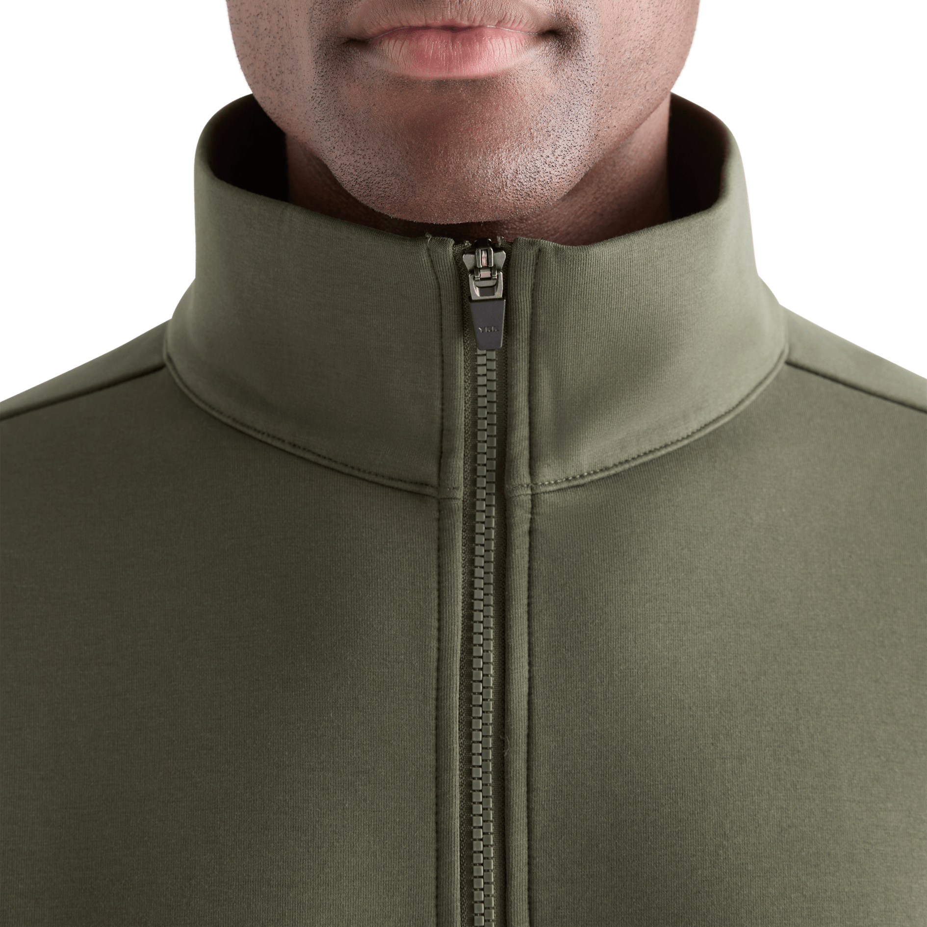 Men's Dark Army Allday Elements 1/4 Zip Collar Angle