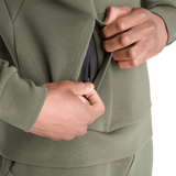 Men's Dark Army Allday Elements Crew Pocket Zipper Angle
