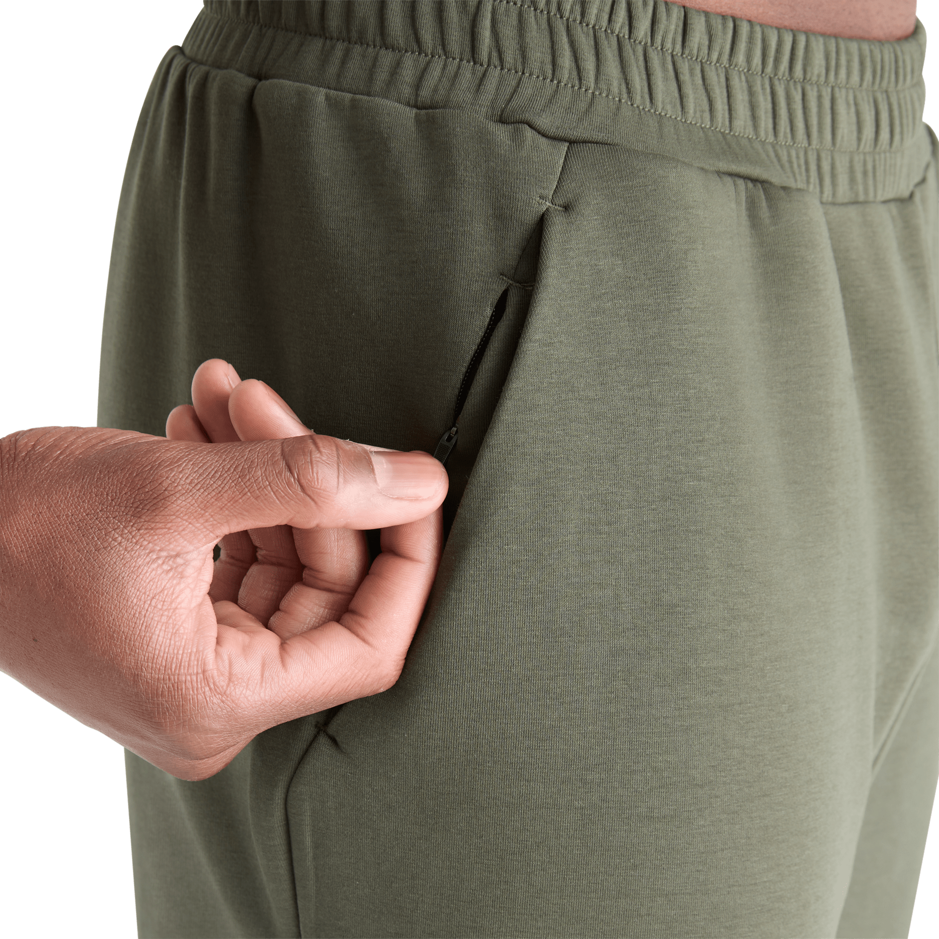 Men's Dark Army Allday Elements Sweatpant Pocket Zipper Angle