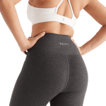 Women's Charcoal Heather Matte High-Rise Matte Tight 25" NOBULL Angle