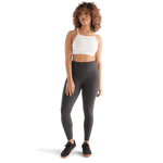 Women's Charcoal Heather Matte High-Rise Matte Tight 25" Front Full Body Angle