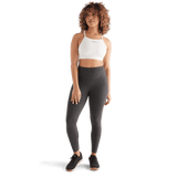 Women's Charcoal Heather Matte High-Rise Matte Tight 25" Front Full Body Angle