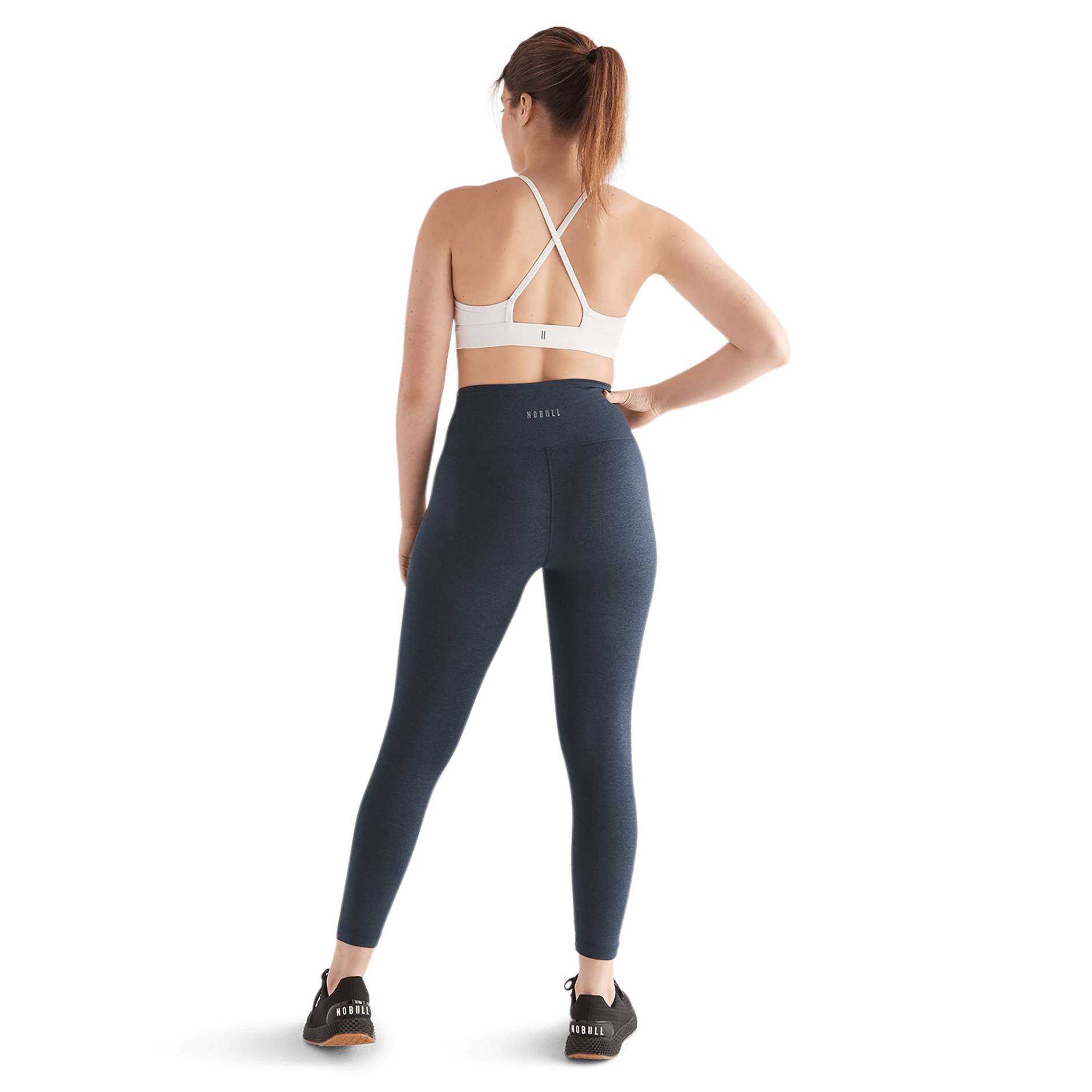 Women's Midnight Heather Matte High-Rise Matte Tight 25" Back Full Body Angle
