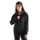 Women's Black Allday Elements 1/4 Zip Front Angle