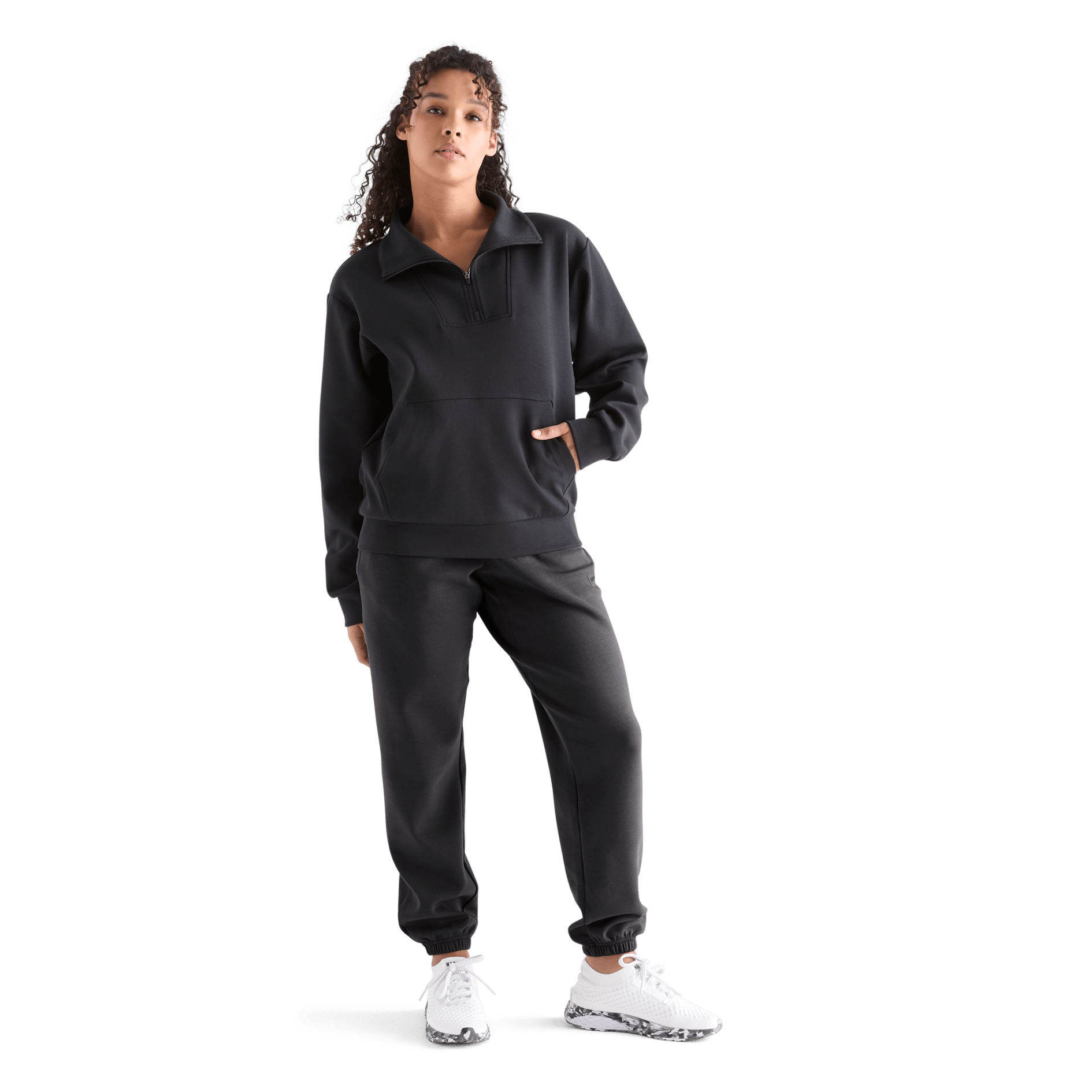 Women's Black Allday Elements 1/4 Zip Front Full Body Angle