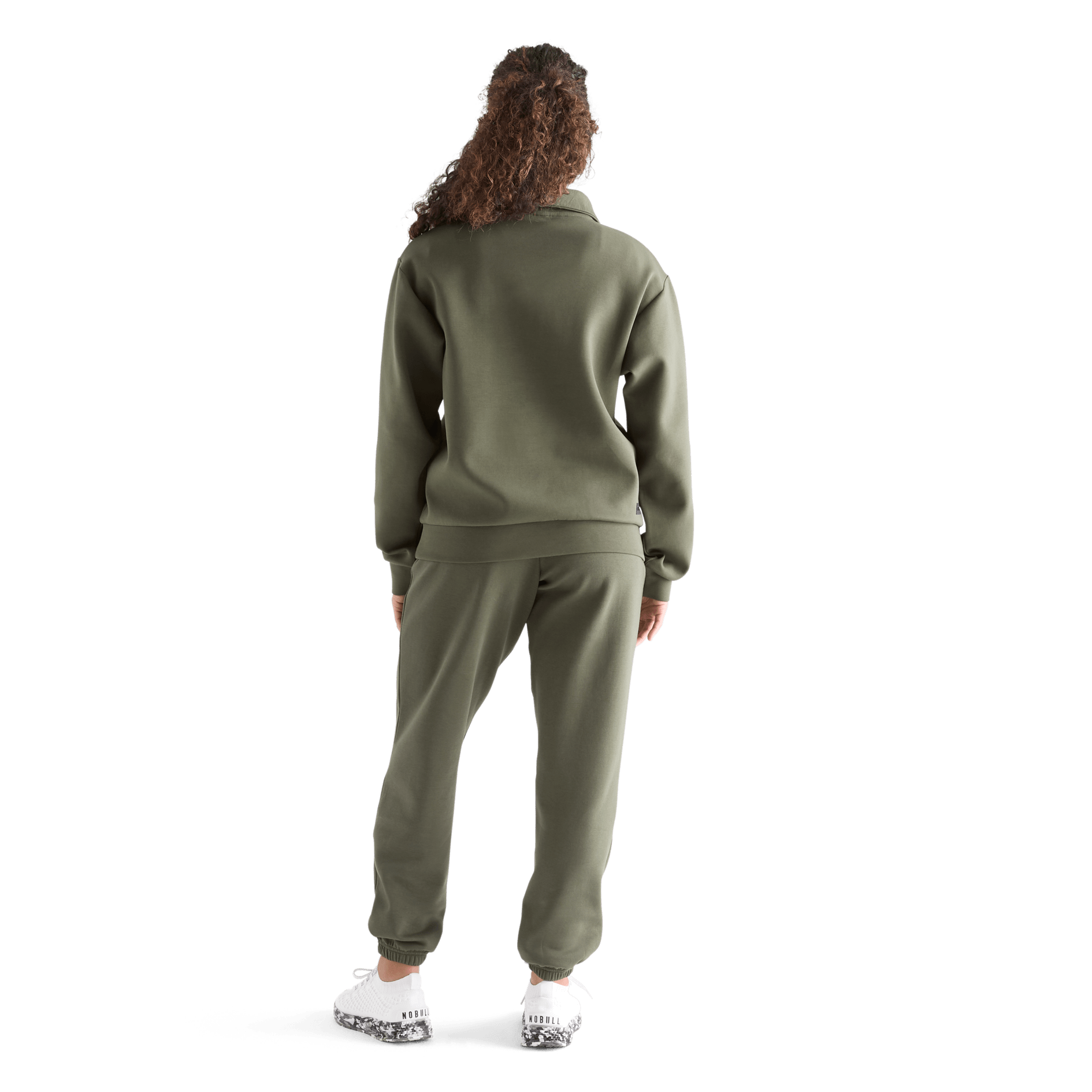 Women's Dark Army Allday Elements 1/4 Zip Back Full Body Angle