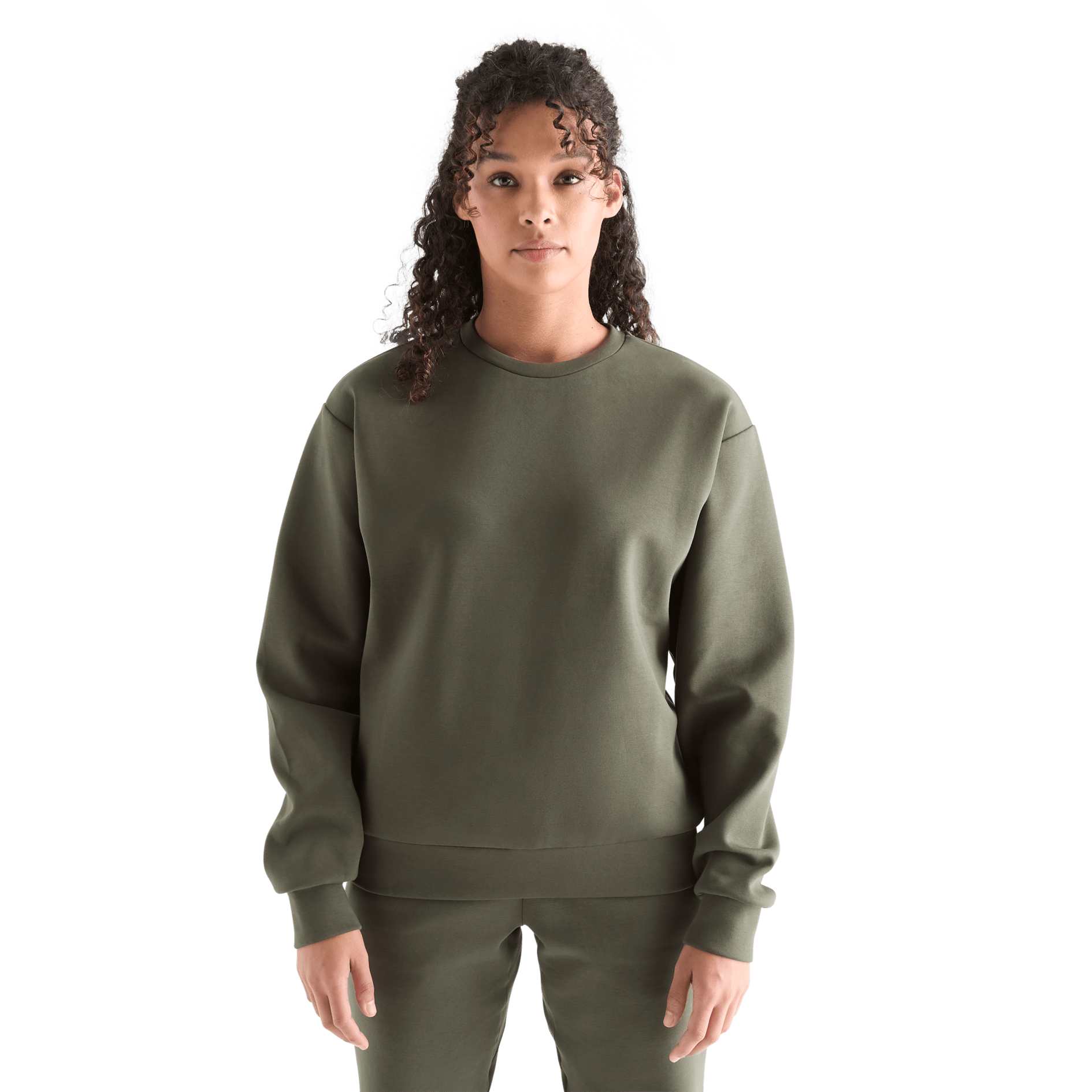 Women's Dark Army Allday Elements Crew Front Angle