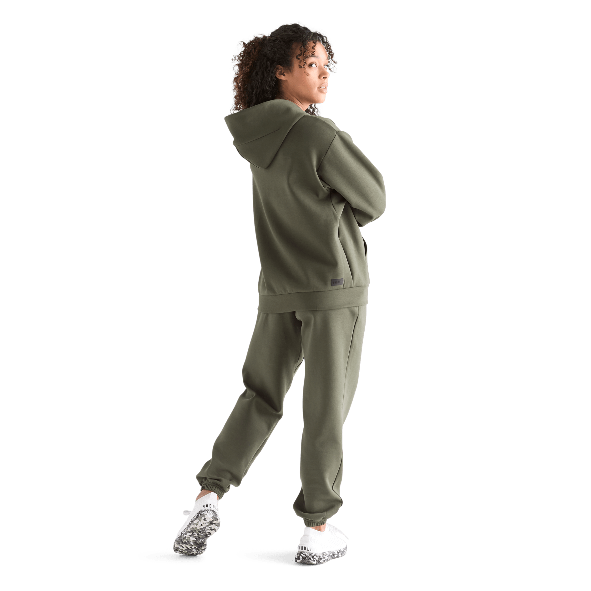 Women's Dark Army Allday Elements Hoodie Back Full Body Angle