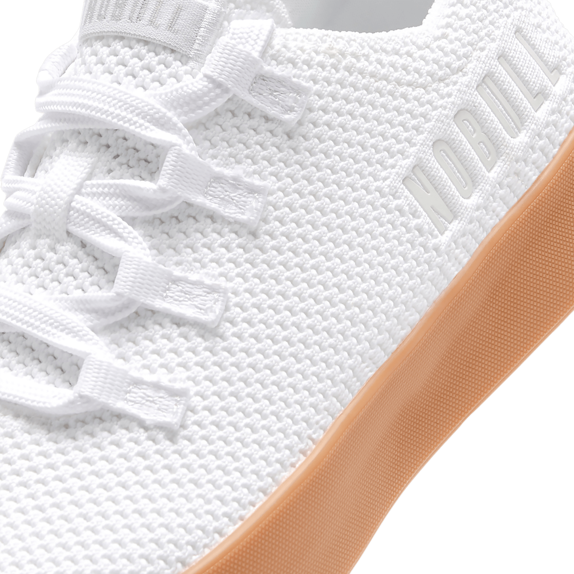 Men's White Gum Recs Shoes Material Detail Angle