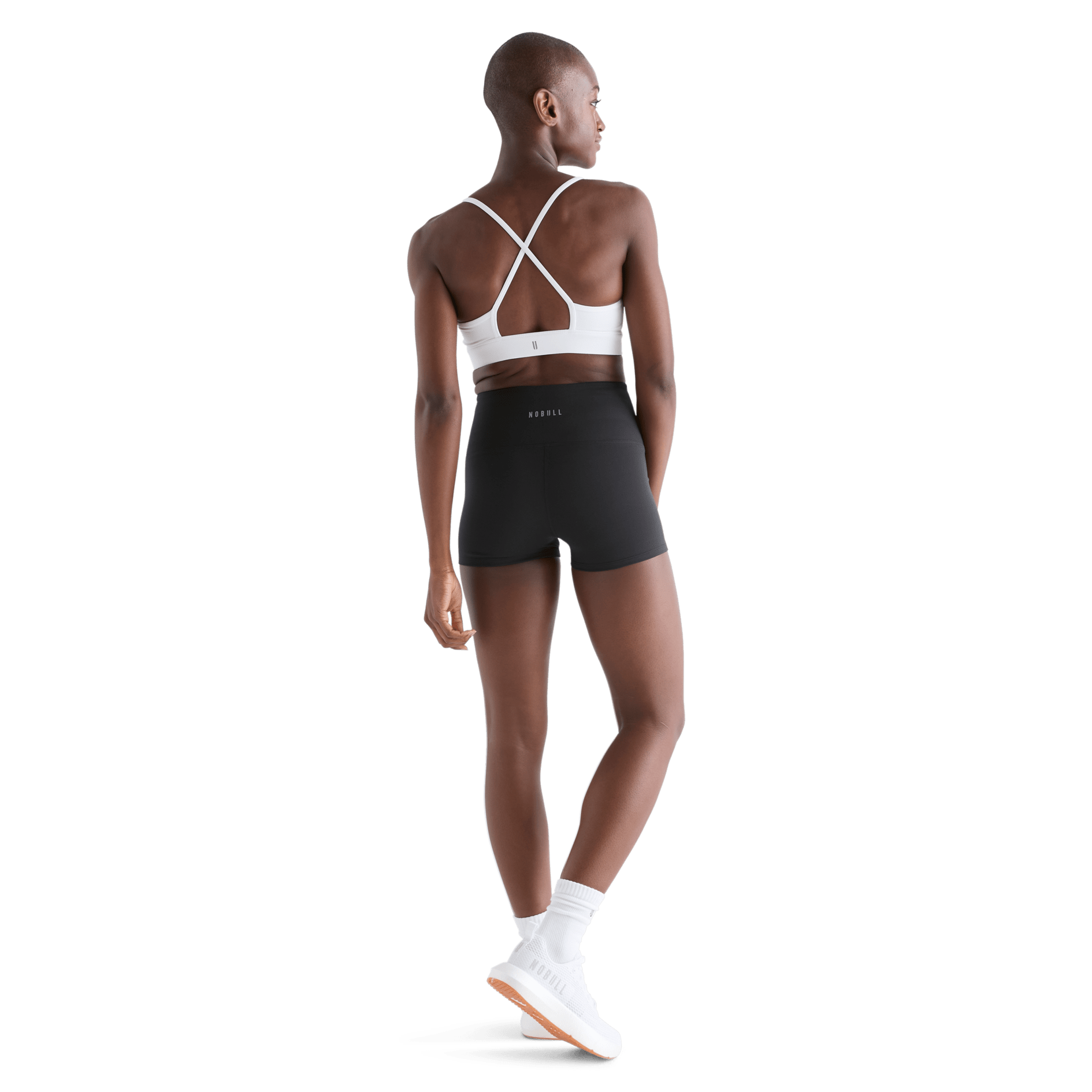 Women's Black High-Rise Matte Short 2" Back Full Body Angle