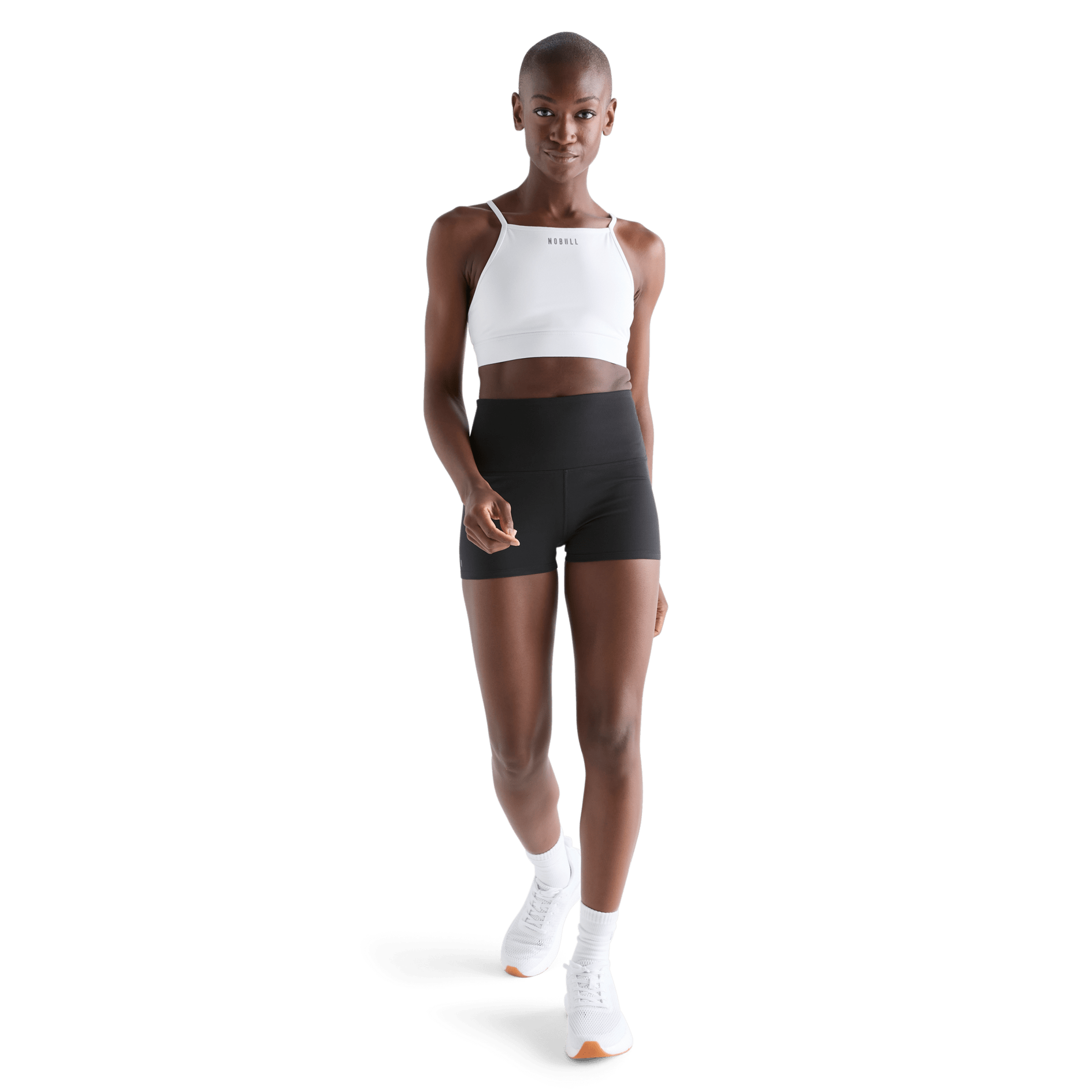 Women's Black High-Rise Matte Short 2" Front Full Body Angle