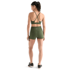 Women's Dark Army High-Rise Matte Short 2" Back Full Body Angle