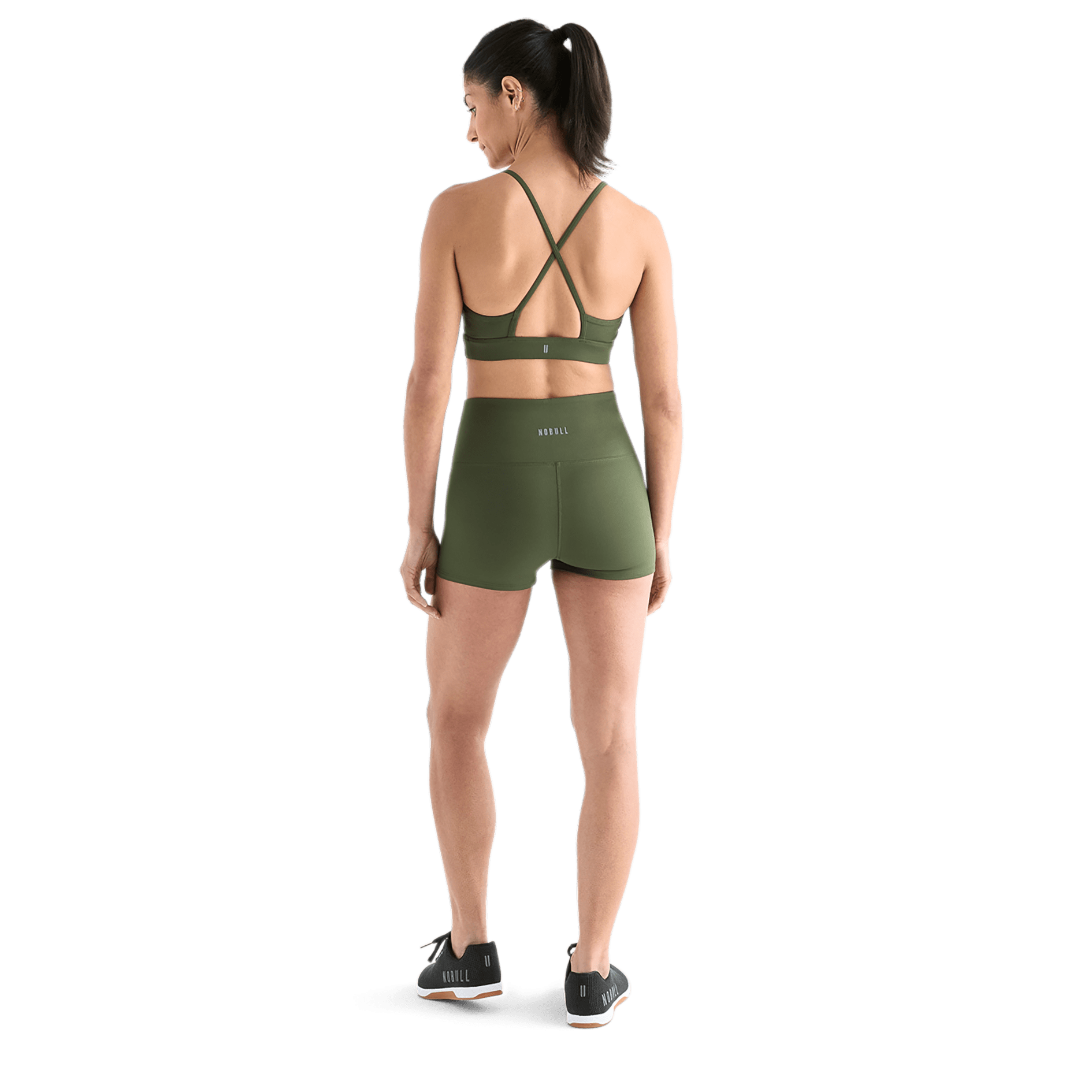 Women's Dark Army High-Rise Matte Short 2" Back Full Body Angle