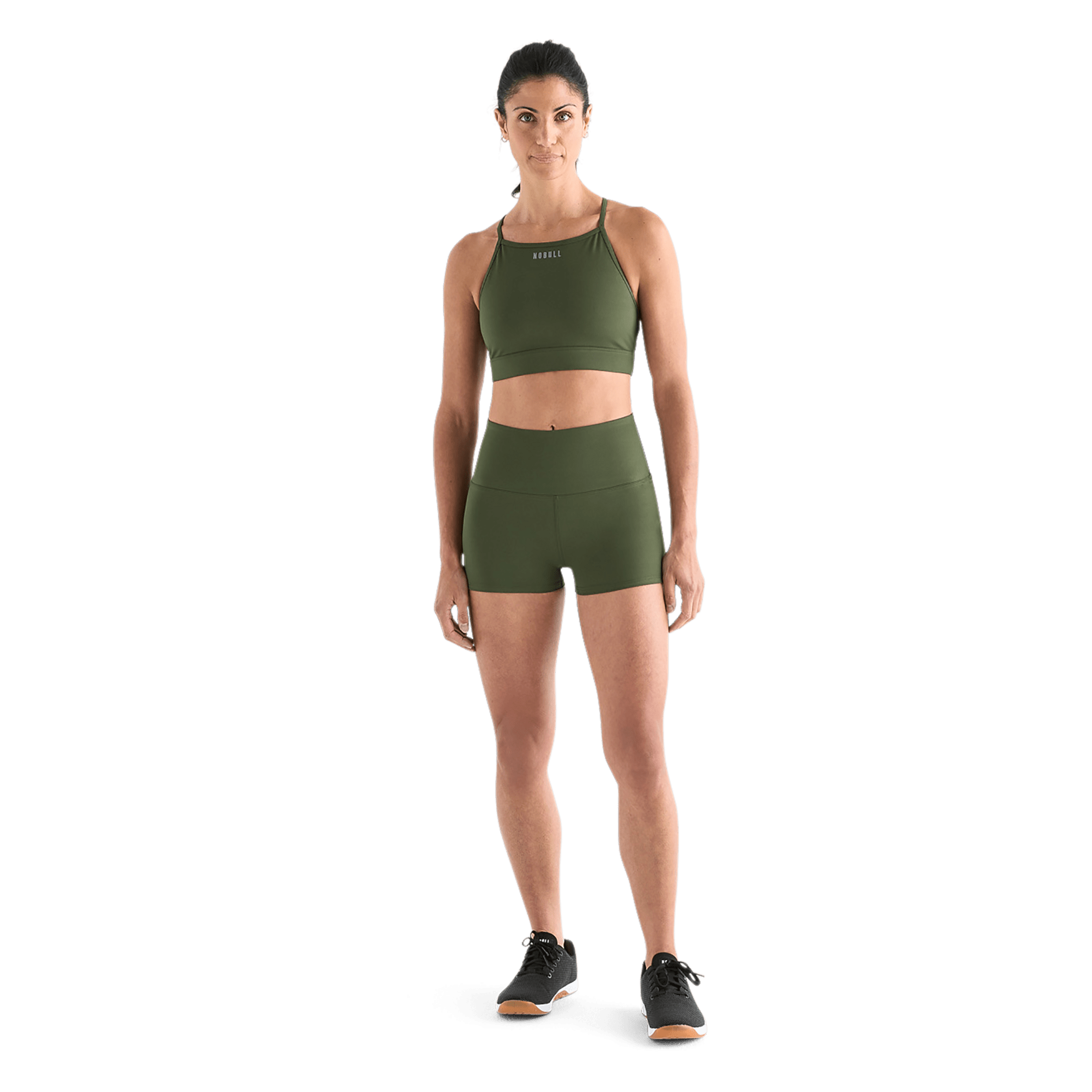 Women's Dark Army High-Rise Matte Short 2" Front Full Body Angle