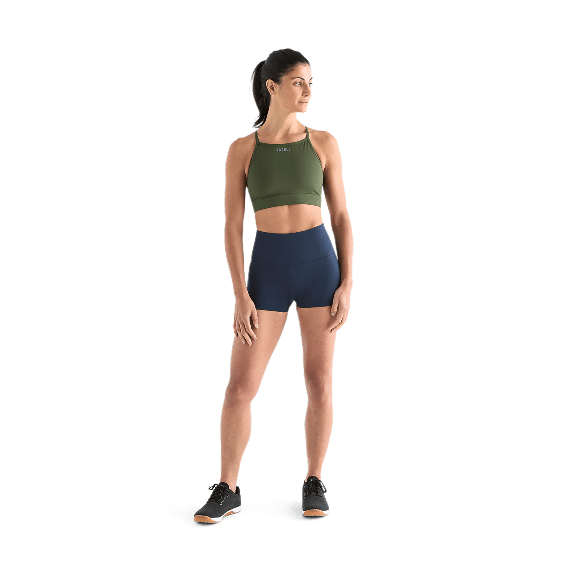 Women's Night Navy High-Rise Matte Short Front Full Body Angle