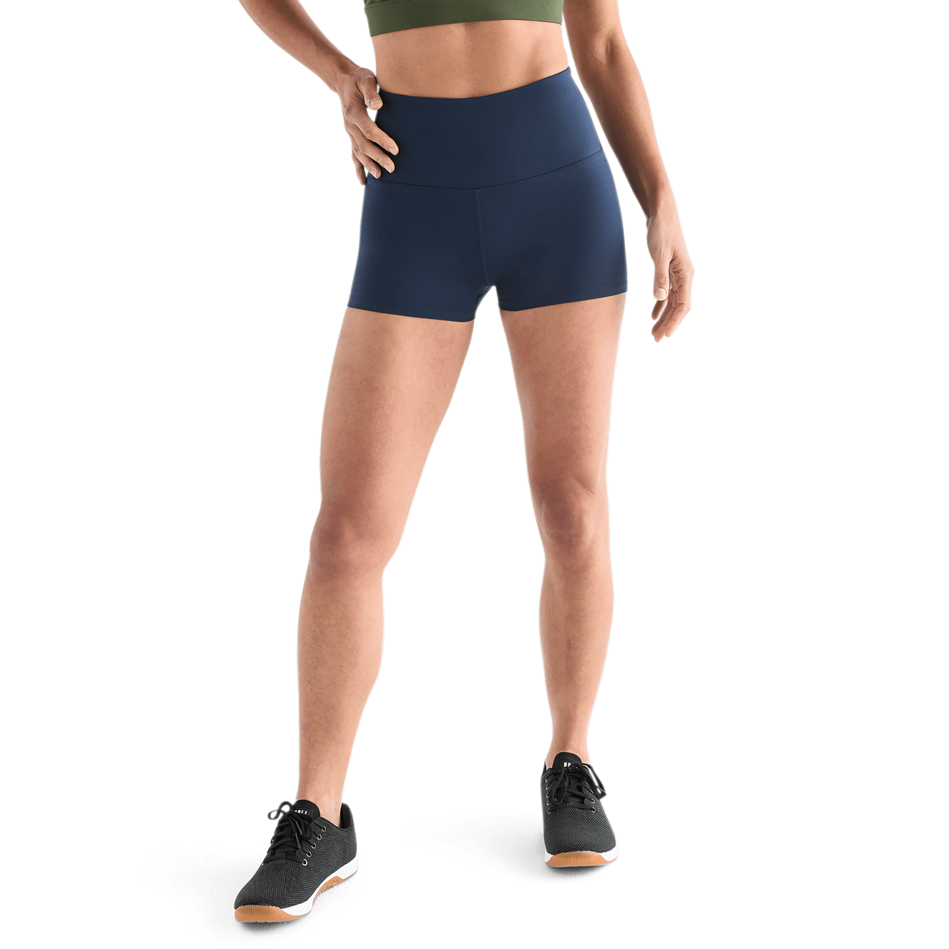 Women's Night Navy High-Rise Matte Short Front Angle