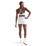 Women's White High-Rise Matte Short 4" Back Full Body Angle
