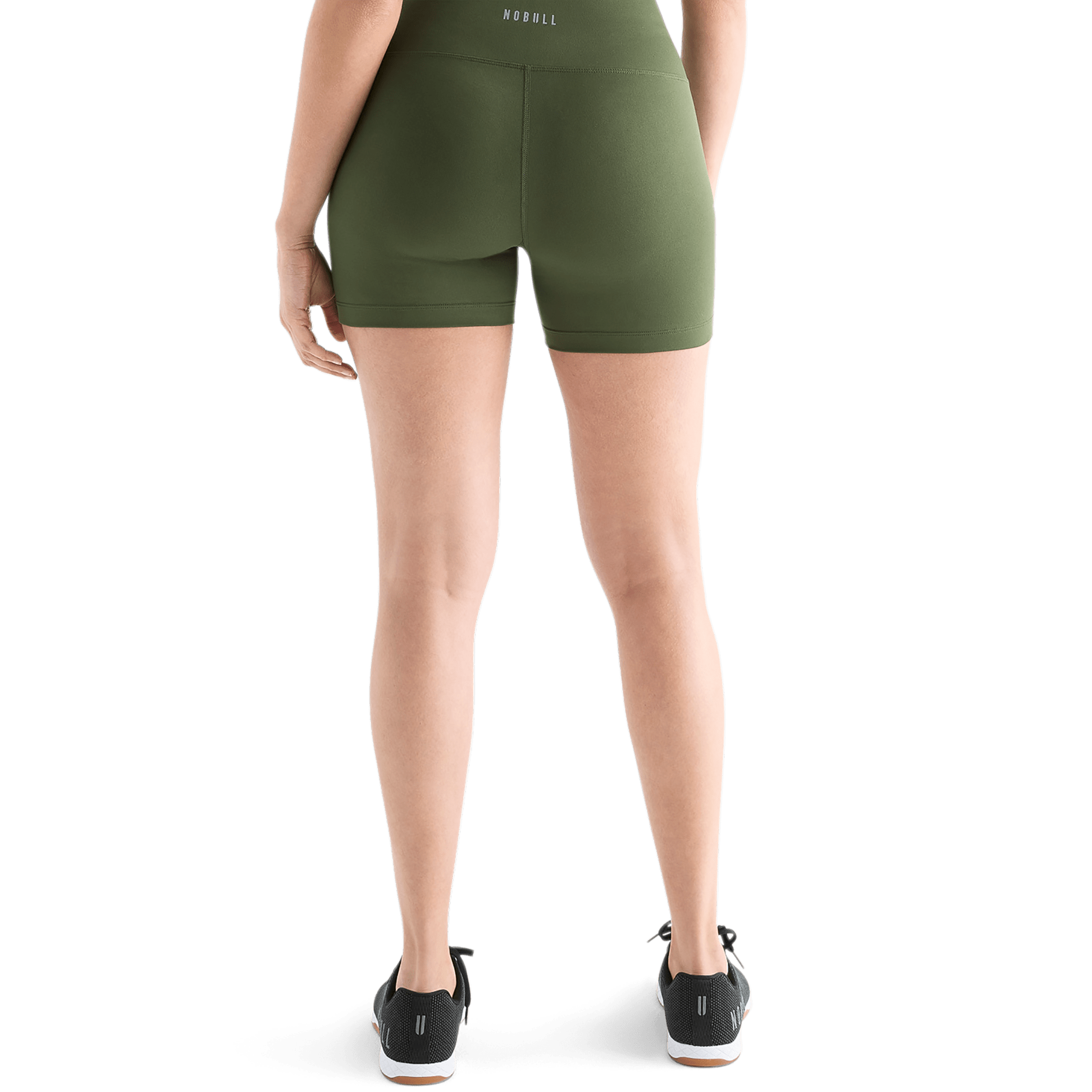 Women's Dark Army High-Rise Matte Short 4" Back Angle