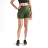 Women's Dark Army High-Rise Matte Short 4" Front Angle
