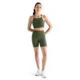 Women's Dark Army High-Rise Matte Short 6" Front Full Body Angle