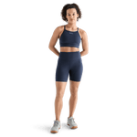 Women's Night Navy High-Rise Matte Short 6" Front Side Angle