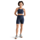 Women's Night Navy High-Rise Matte Short 6" Front Side Angle