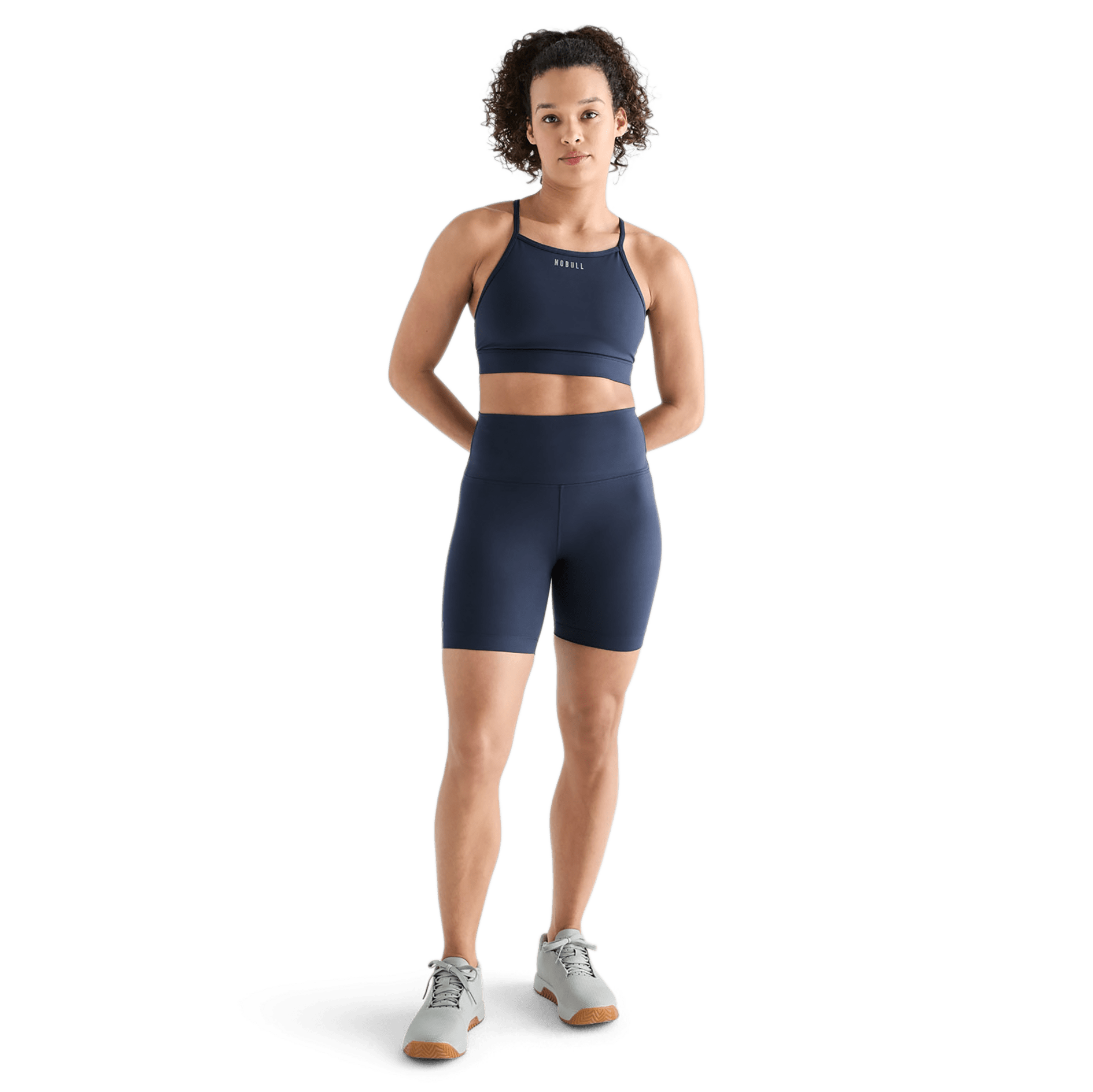 Women's Night Navy High-Rise Matte Short 6" Front Side Angle