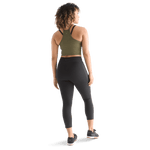 Women's Dark Army Ribbed Halter Crop Tank Back Full Body Angle