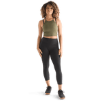 Women's Dark Army Ribbed Halter Crop Tank Front Full Body Angle
