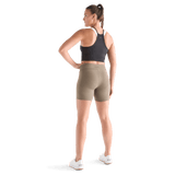 Women's Black Ribed Halter Crop Tank Back Full Body Angle