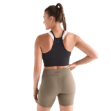 Women's Black Ribed Halter Crop Tank Back Angle