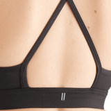 Black Matte Matte High-Neck Sports Bra Logo Angle