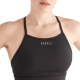 Black Matte Matte High-Neck Sports Bra Collar Angle