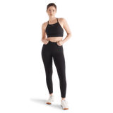 Black Matte Matte High-Neck Sports Bra Front Full Body Angle