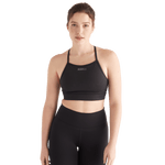 Black Matte Matte High-Neck Sports Bra Front Angle