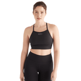 Black Matte Matte High-Neck Sports Bra Front Angle