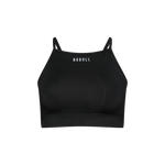 Black Matte Matte High-Neck Sports Bra Silhouette Angle