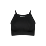 Black Matte Matte High-Neck Sports Bra Silhouette Angle