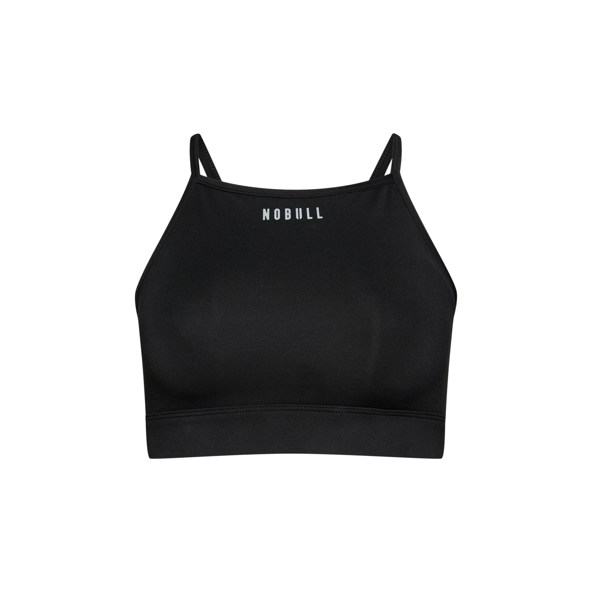 Black Matte Matte High-Neck Sports Bra Silhouette Angle