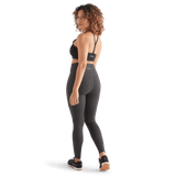 Women's Charcoal Heather Matte High-Rise Matte Tight 28" Back Full Body Angle