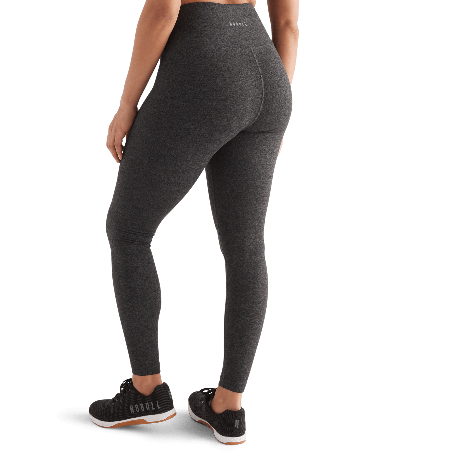 Women's Charcoal Heather Matte High-Rise Matte Tight 28" Back Angle