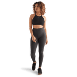 Women's Charcoal Heather Matte High-Rise Matte Tight 28" Front Full Body Angle