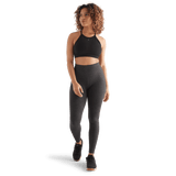 Women's Charcoal Heather Matte High-Rise Matte Tight 28" Front Full Body Angle