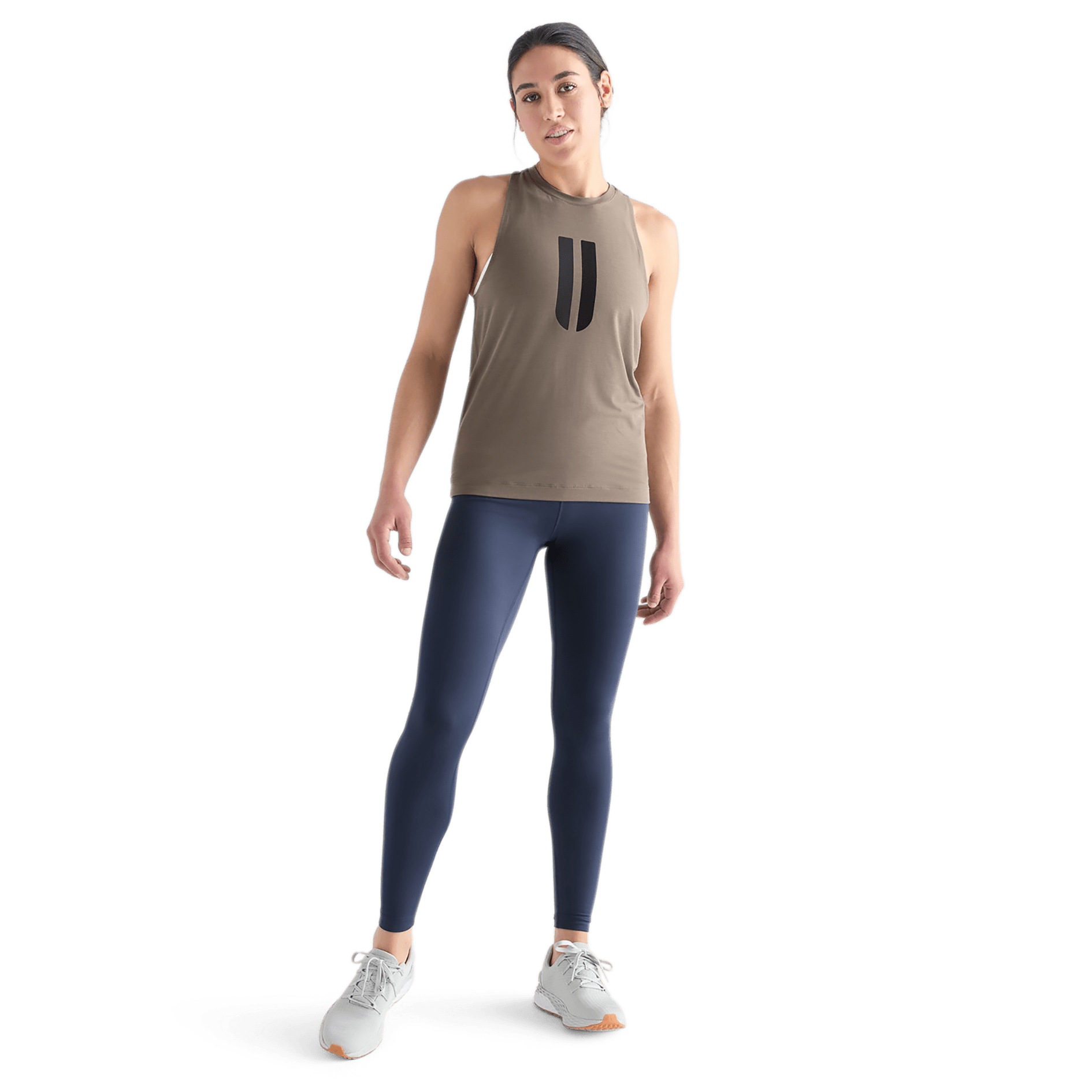 Women's Night Navy High-Rise Matte Tight 28" Front Full Body Angle