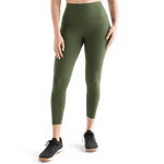 Women's Dark Army High-Rise Matte Tight 25" Front Angle