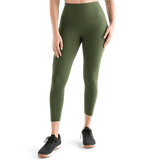 Women's Dark Army High-Rise Matte Tight 25" Front Angle
