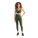 Women's Dark Army High-Rise Matte Tight 25" Front Full Body Angle