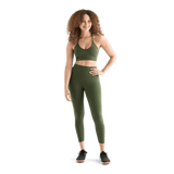 Women's Dark Army High-Rise Matte Tight 25" Front Full Body Angle